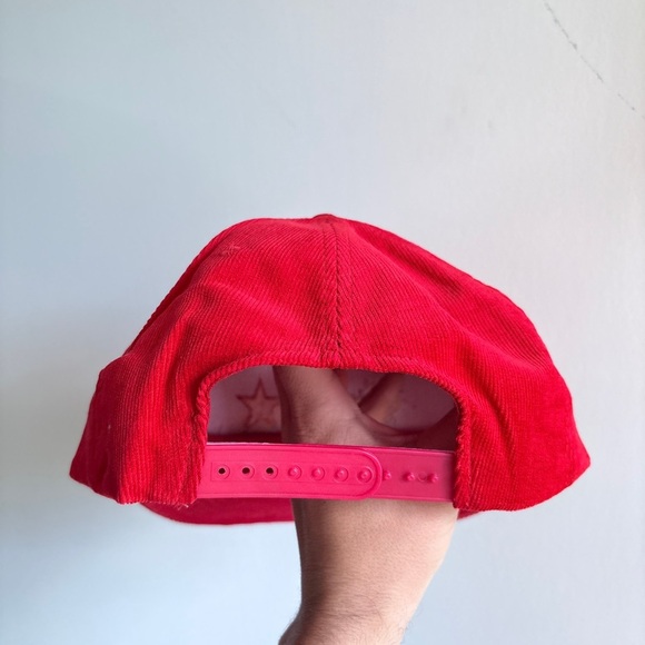 Vintage CORDUROY trucker hat red rope canadian - Picture 3 of 6